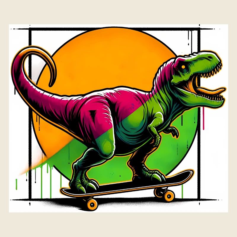 Dinosaure sur Skateboard