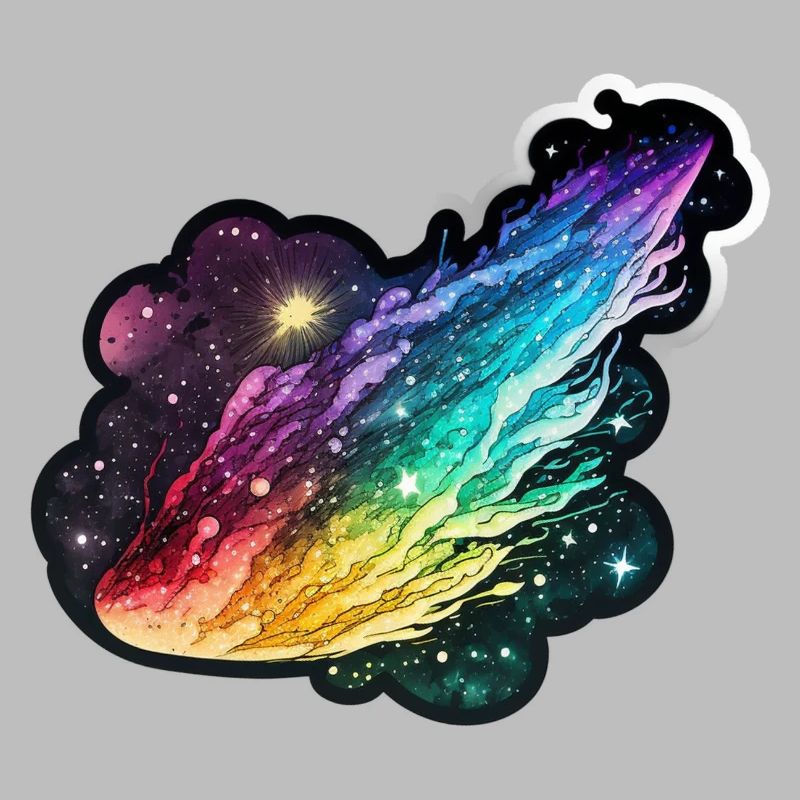 Regenbogen-Komet: Ein farbenfrohes Design-Erlebnis