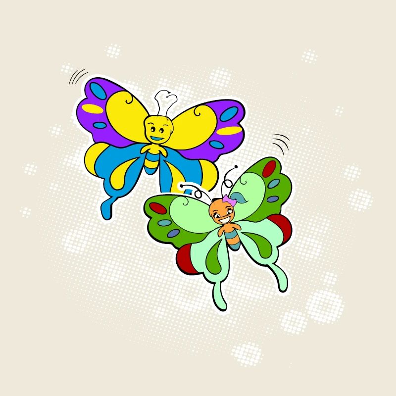 Deux papillons avec nuage de pixels