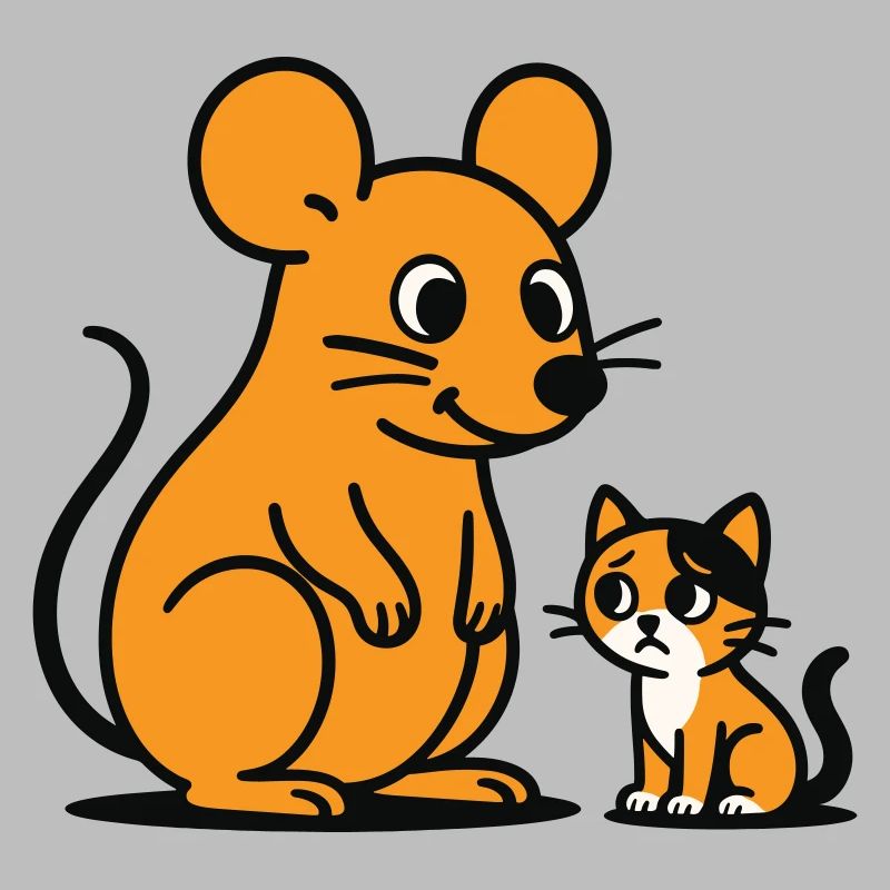 Cuddly Mouse and Kitten Duo