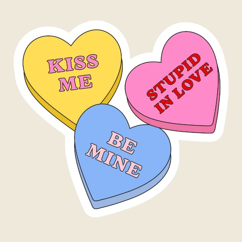 Pastel Hearts Love Message Trio