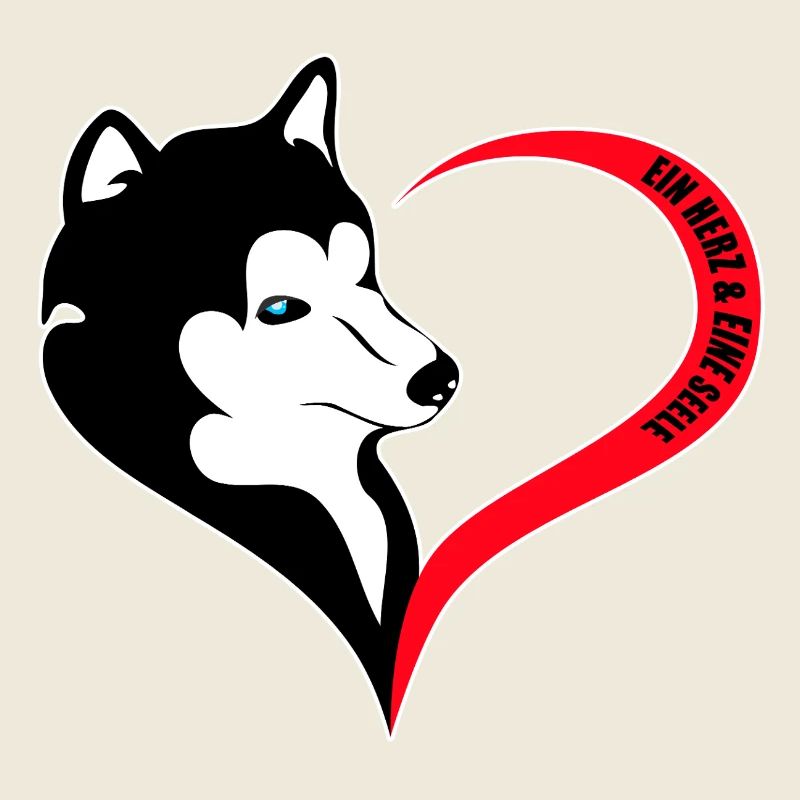 Schwarzweiß Husky Herzlogo
