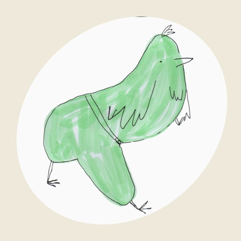 Oiseau vert abstrait minimaliste