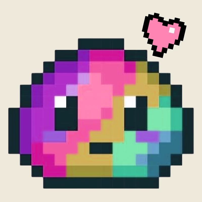 Pixel Color Explosion Heart 8 Bit Retro Style