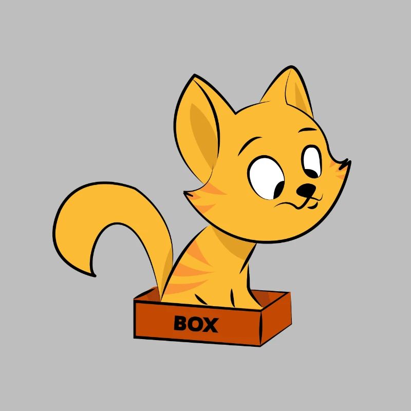 Katze sitzt in einer Box Geschenk Kätzchen