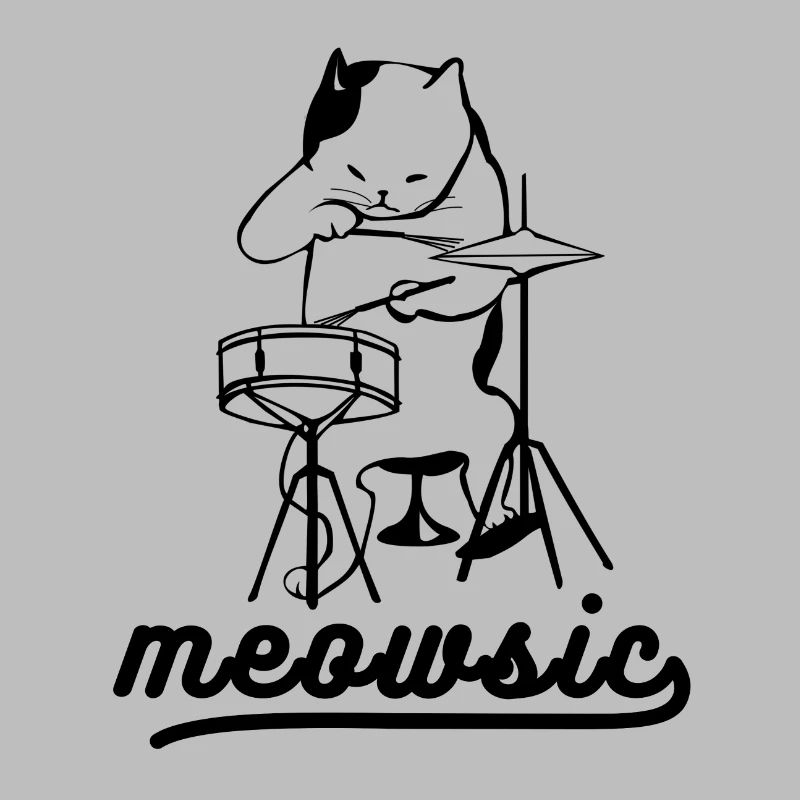 Meowsic Drummer Cat Musik Spruch Geschenk Idee