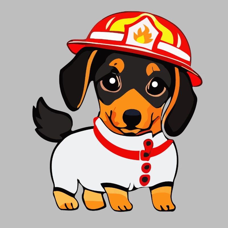Dackel als Feuerwehrmann