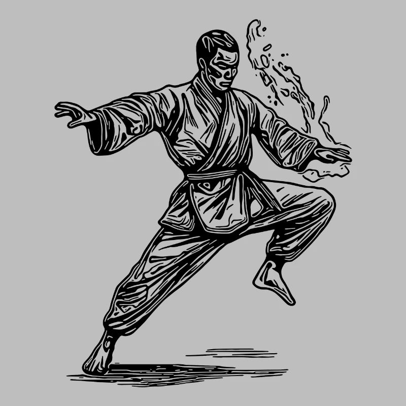 Karate Martial Arts Master Pose Tattoo Style