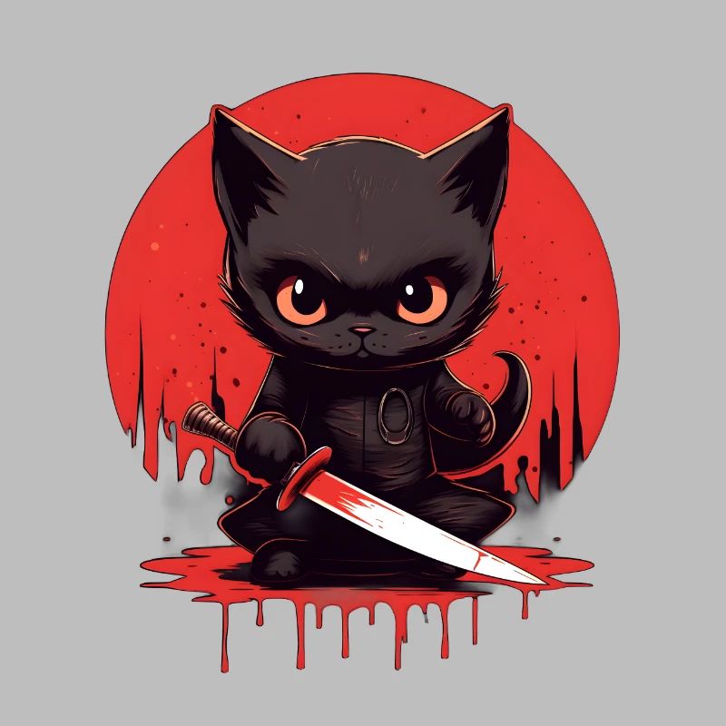 Chat noir assoiffé de sang