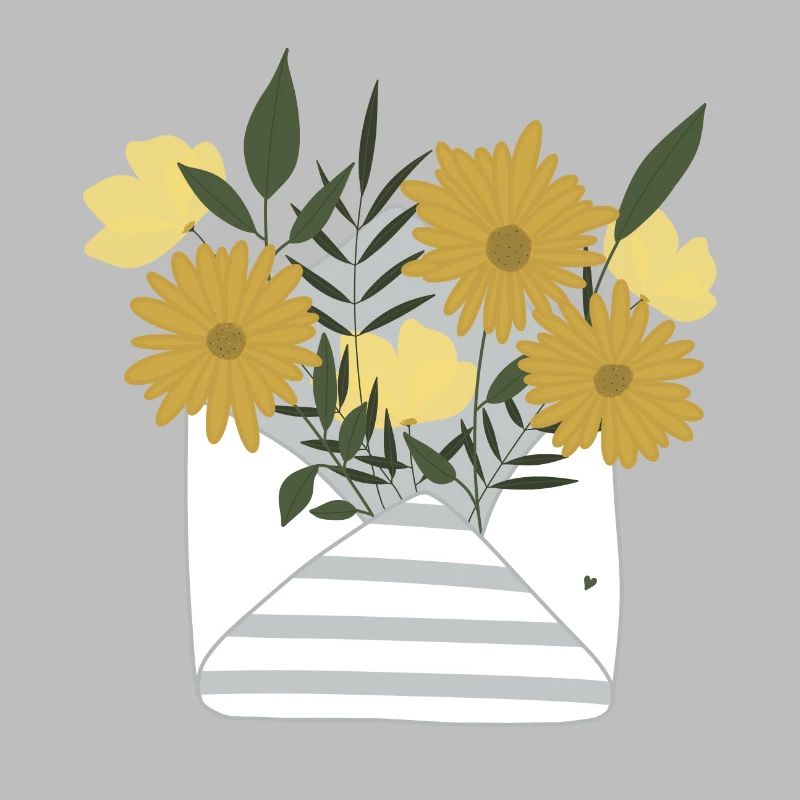 A small floral greeting by post in an envelope