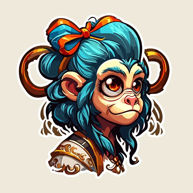 Singe mignon / Fille de singe / Mignon / noeud de cheveux
