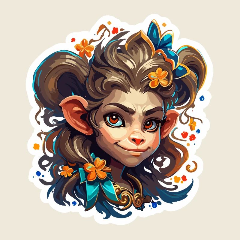Singe mignon / Fille de singe / Mignon / noeud de cheveux