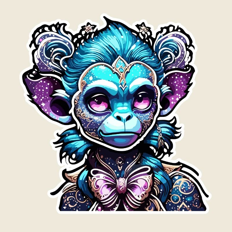 Singe mignon / Fille de singe / Mignon / noeud de cheveux