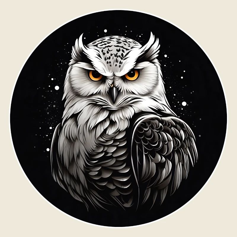 Schneeeulenportrait Schneeeule Eulengrafik