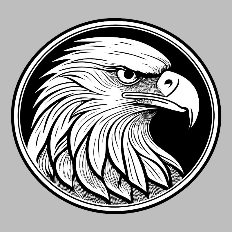 Stylized eagle in black and white design
