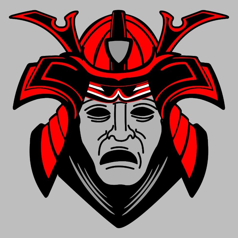 Düsteres Samurai-Gesicht mit Helm