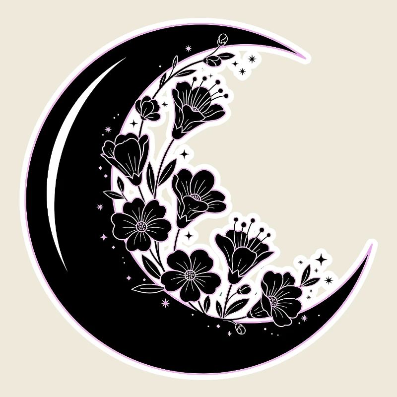 Illustration florale de la phase de lune