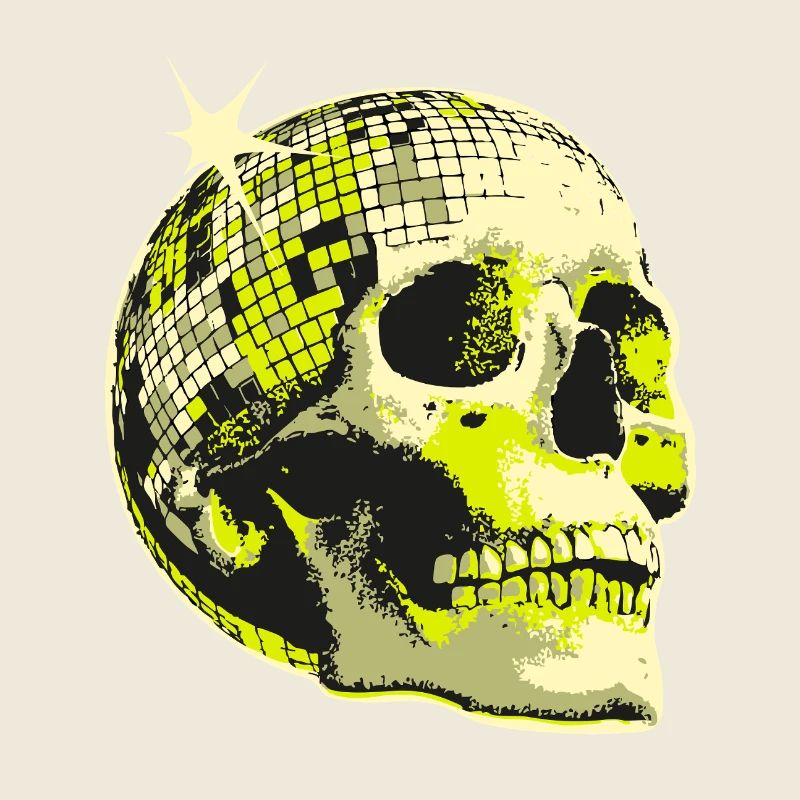 Neon Totenkopf Disco Kugel
