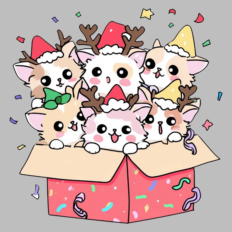 Chat de Noël Aide du Père Noël Chatons - vacances