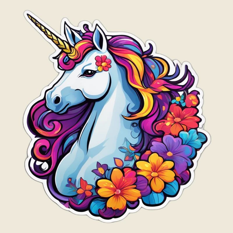 Regenbogenblumen-Einhorn