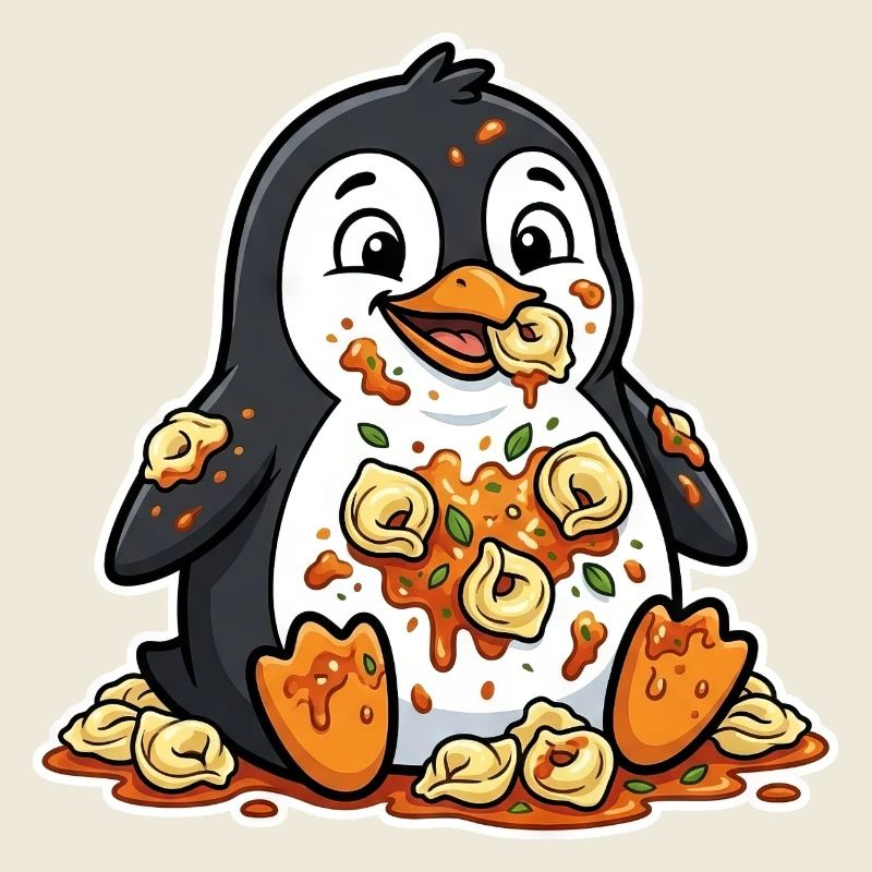 Pingouin mignon avec Tortellini Chaos