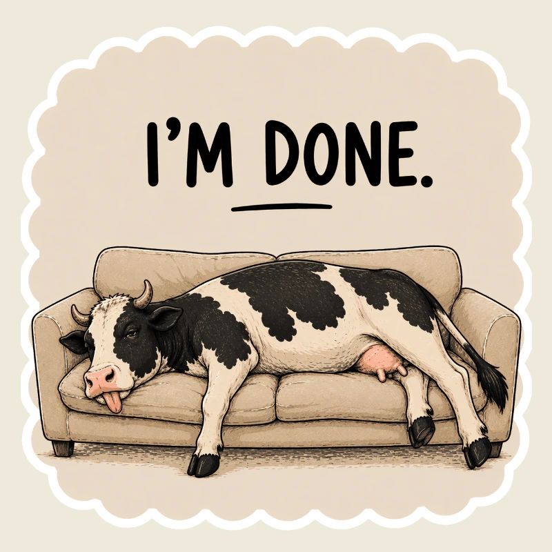 I’m Done – Lustige Kuh auf Sofa