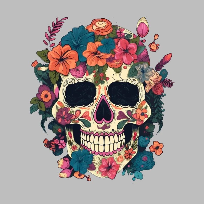 Crâne composé de fleur