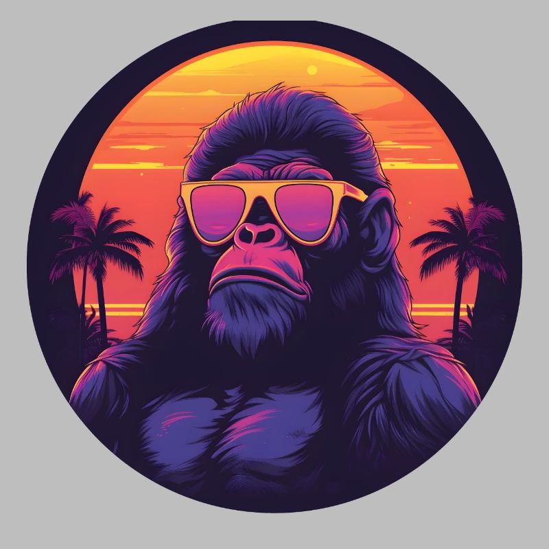 Synthwave gorilla Sunset