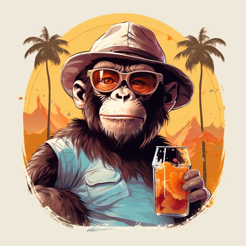 Cool monkey with drink Funny animals chimpanzee