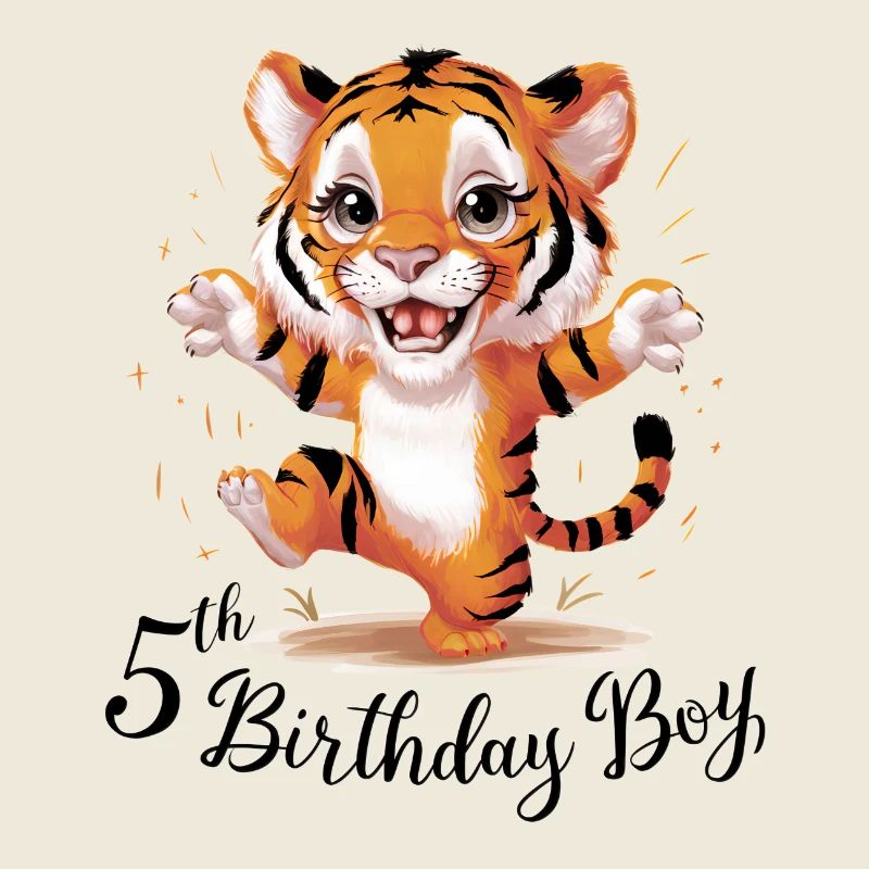 Cute Tiger 5th Birthday Gift Wild Animals