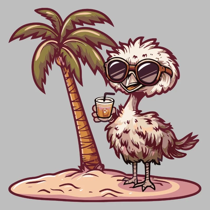 Ostrich Summer Beach Vacation