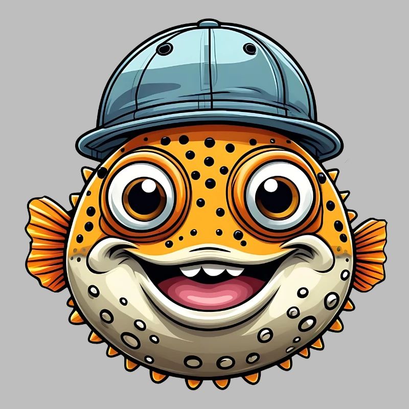 Cooler Kugelfisch mit Basecap