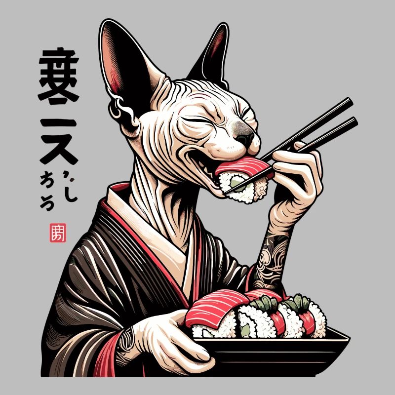 Sushi Sphynx Katze Maki Kimono Geschenk