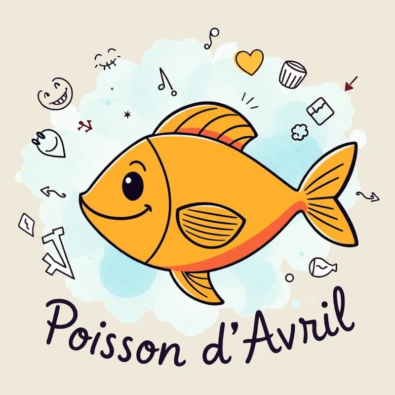 Poisson d'Avril - Orange Cartoon Fish