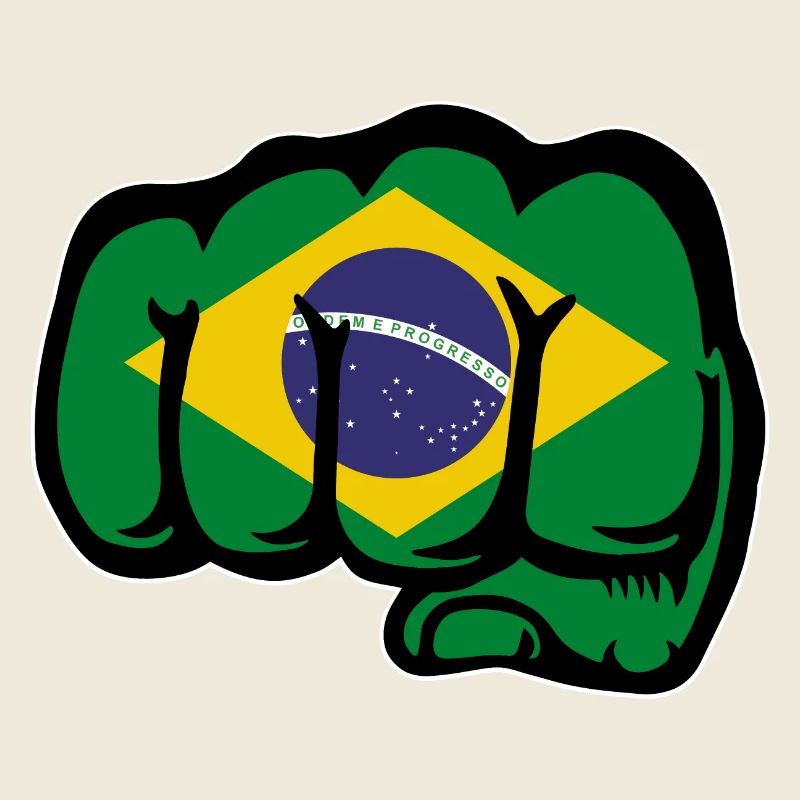 Drapeau du Brésil main poing