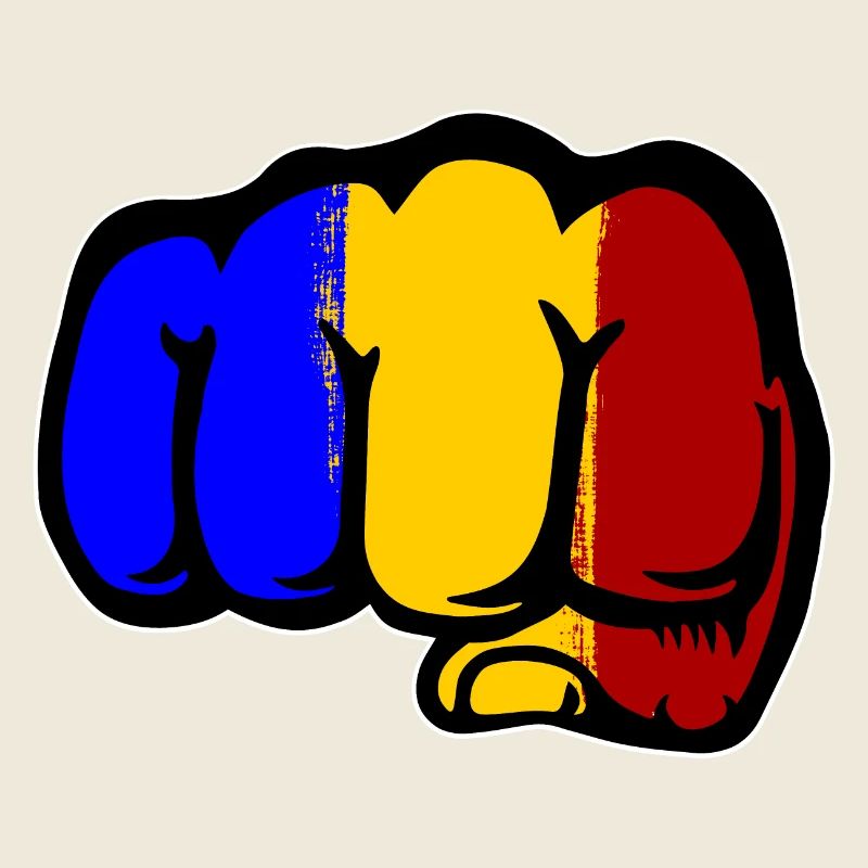 Roumanie drapeau main poing