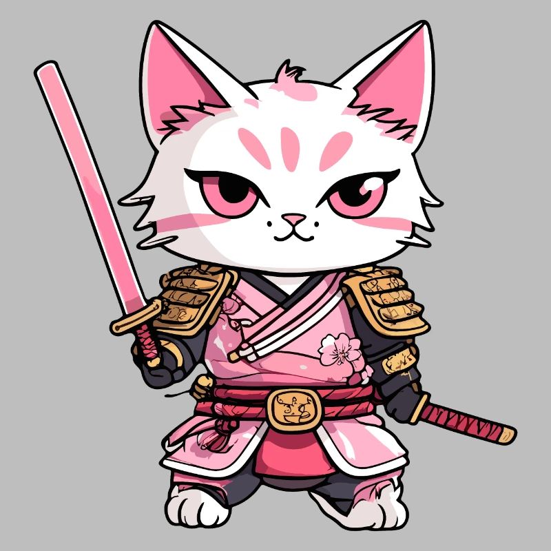 Samurai Cat & Cherry Blossoms #9