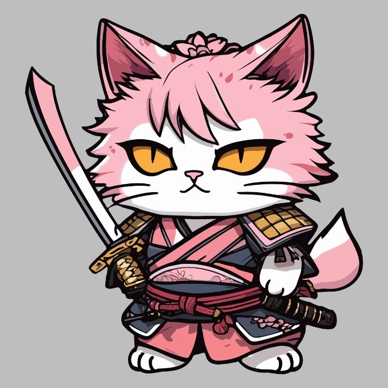 Chat samouraï & fleurs de cerisier #13