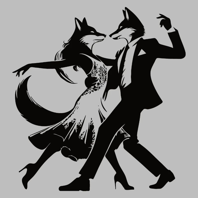 Conception élégante de danse Foxtrot avec des renards dansants