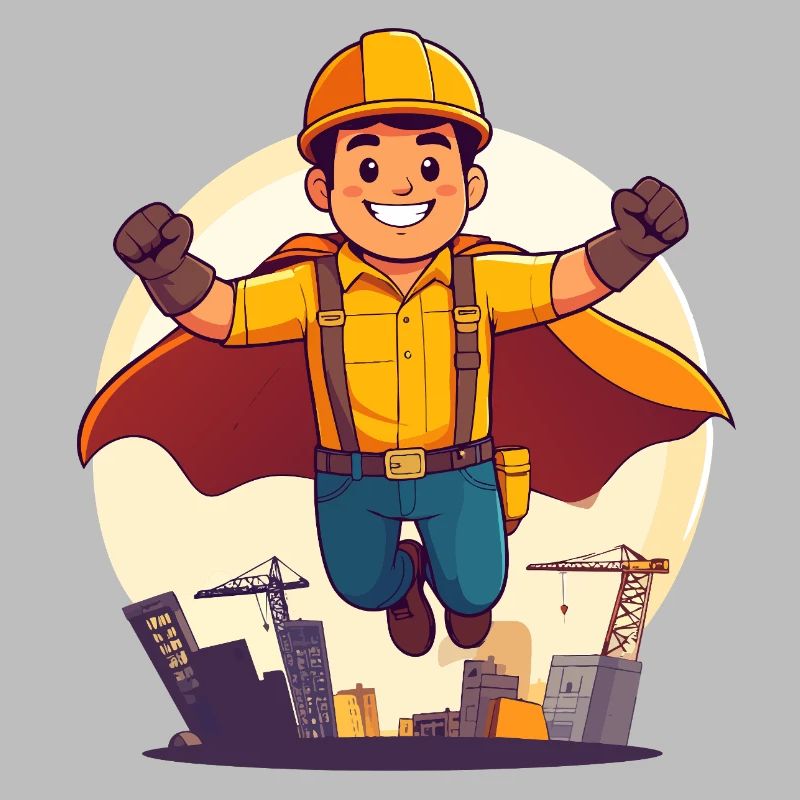 Bauhelden Superheld Bauarbeiter Held der Baustelle