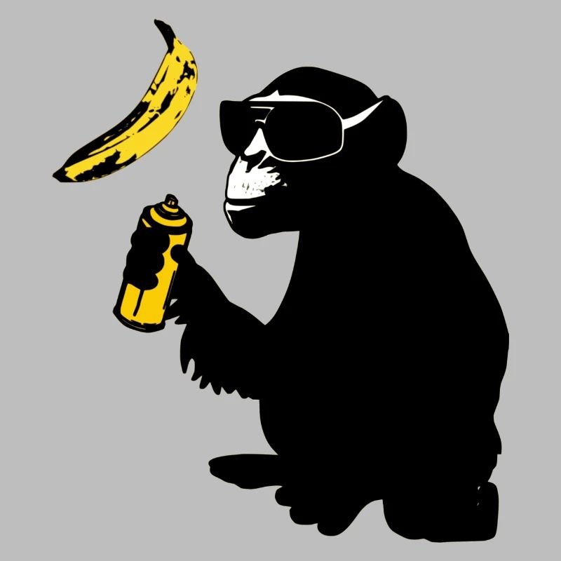 affe sprüht banane