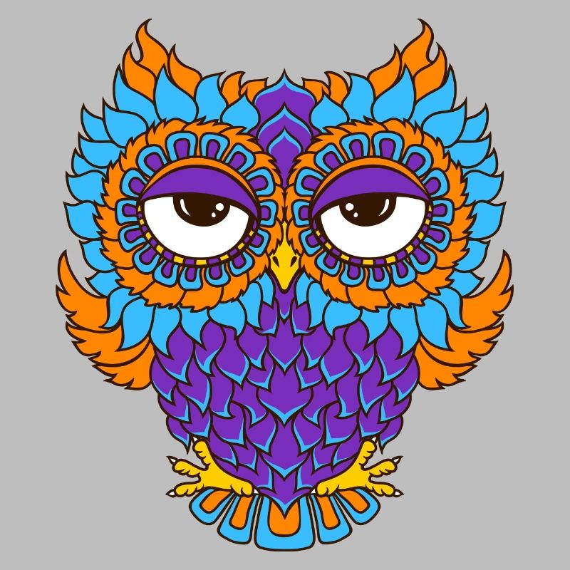 farbenfrohe Eule in Mandala - Optik