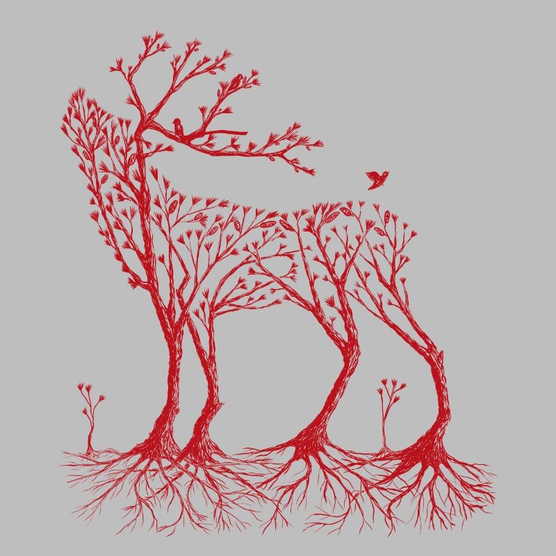 Forest deer in red
