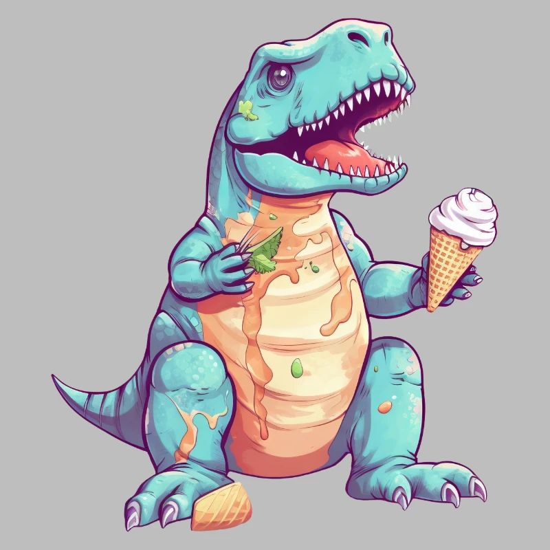 T-Rex enjoys ice cream - Funny dinosaur design