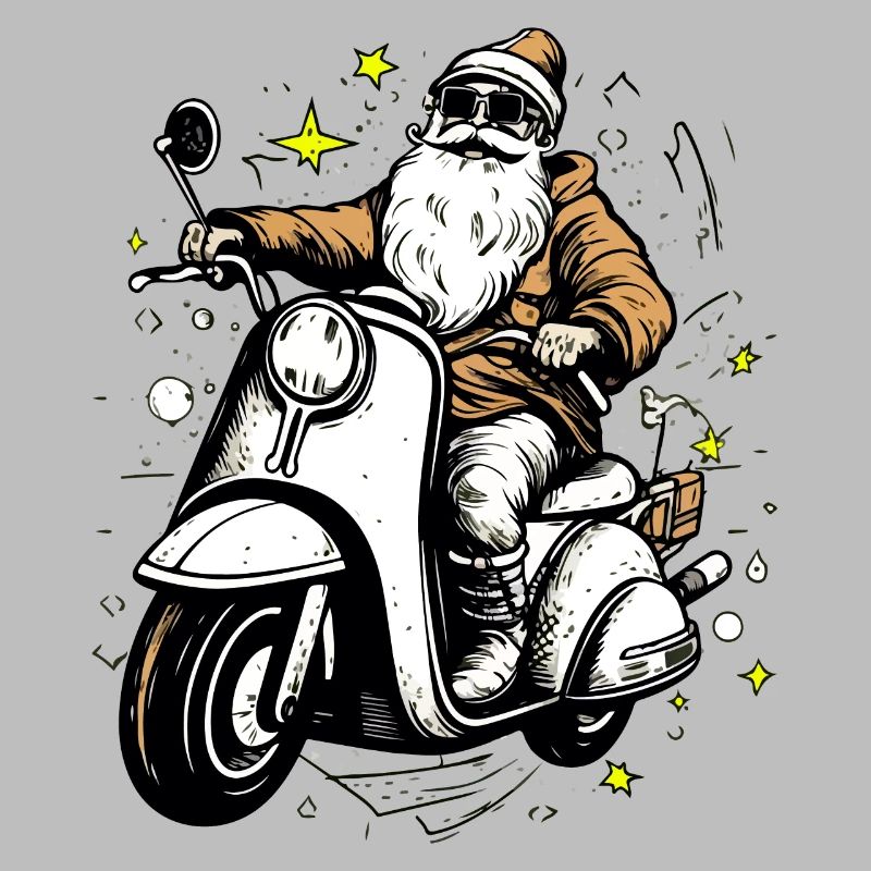 Weihnachtsmann auf seinem Roller