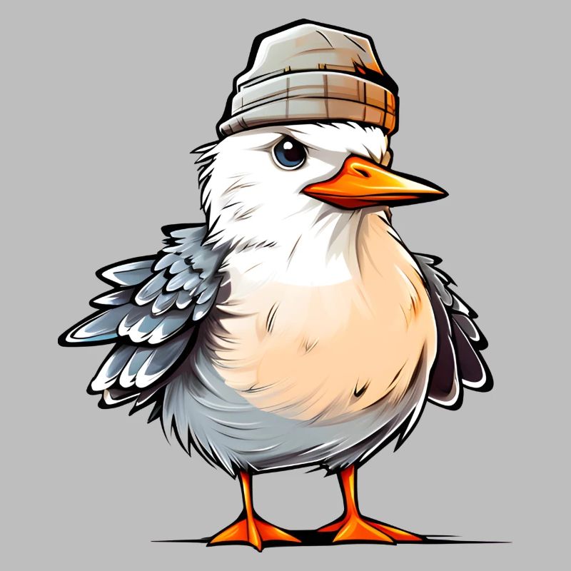 Coole Möwe mit Mütze