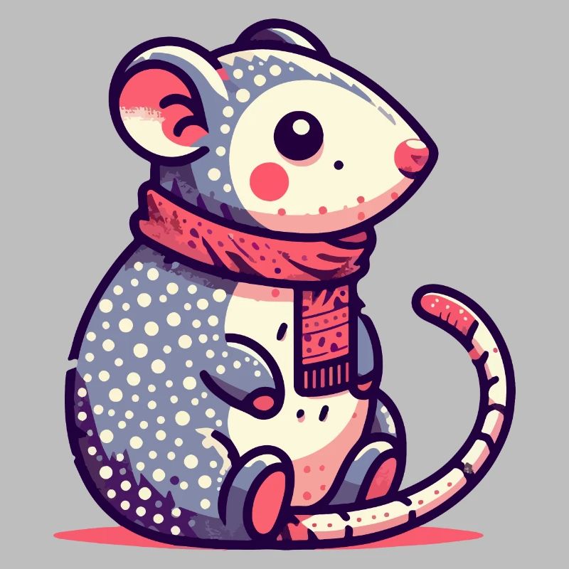 Cute mouse in a scarf