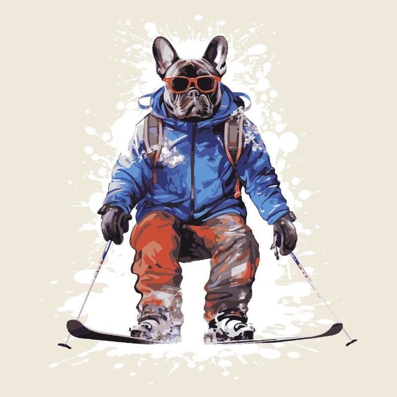 Bouledogue français Chien Ski Ski