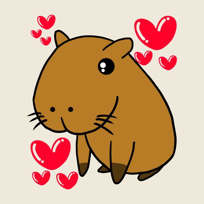 Capybara Belle Saint-Valentin coeurs mignons