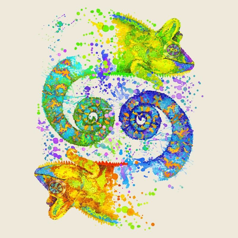 Farbenfrohes Yin-Yang-Chamäleon – Harmonie
